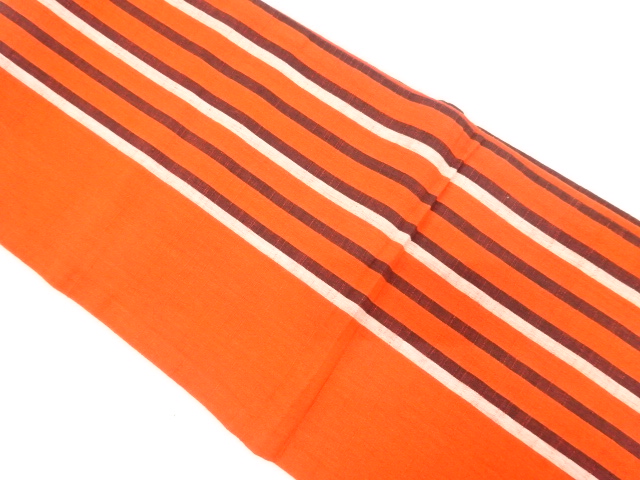 JAPANESE KIMONO / ANTIQUE FUKURO OBI / COTTON / TSUMUGI / WOVEN STRIPE